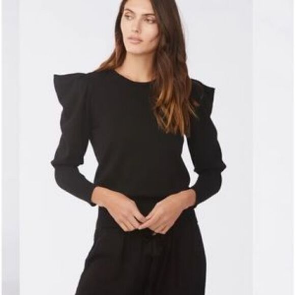 NWT Sundays Black Plum Gathered Shoulder Sweater - Picture 1 of 7